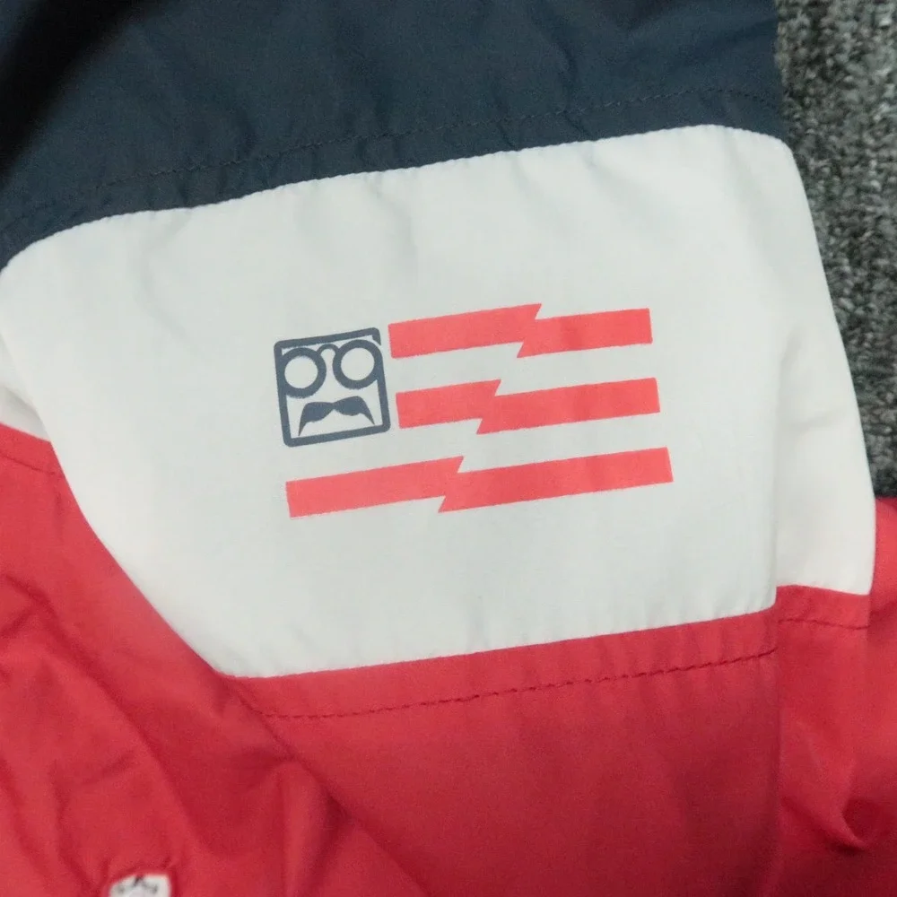 RSVLTS Jacket Mens‎ XL Red Blue Hooded Full Zip Windbreaker Colorblock USA